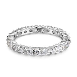 White CZ stone eternity band sterling silver 4mm